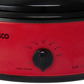 NESCO 4816-12, Roaster Oven with Porcelain Cookwell, Red, 6 quart, 750 watts