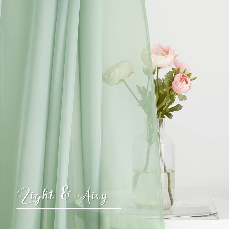 NICETOWN Voile Sheer Scarf Valances for Windows, 216" Extra Long