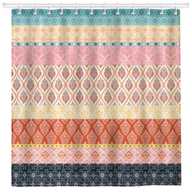 Arquiel Boho Paisley Shower Curtain Sets, Waterproof Polyester Fabric Shower Curtains With 12 Hooks for Bathroom Home Decoration, 182 x 182 cm (72x 72 Inch) Washable Bath Accessories Decor