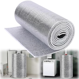 5MM Reflective Insulation Blanket Wrap, 15.7" * 9.8ft Double Side Aluminum Foil Hot Water Heater Cover Jacket for Winter Tank Heater Insulation