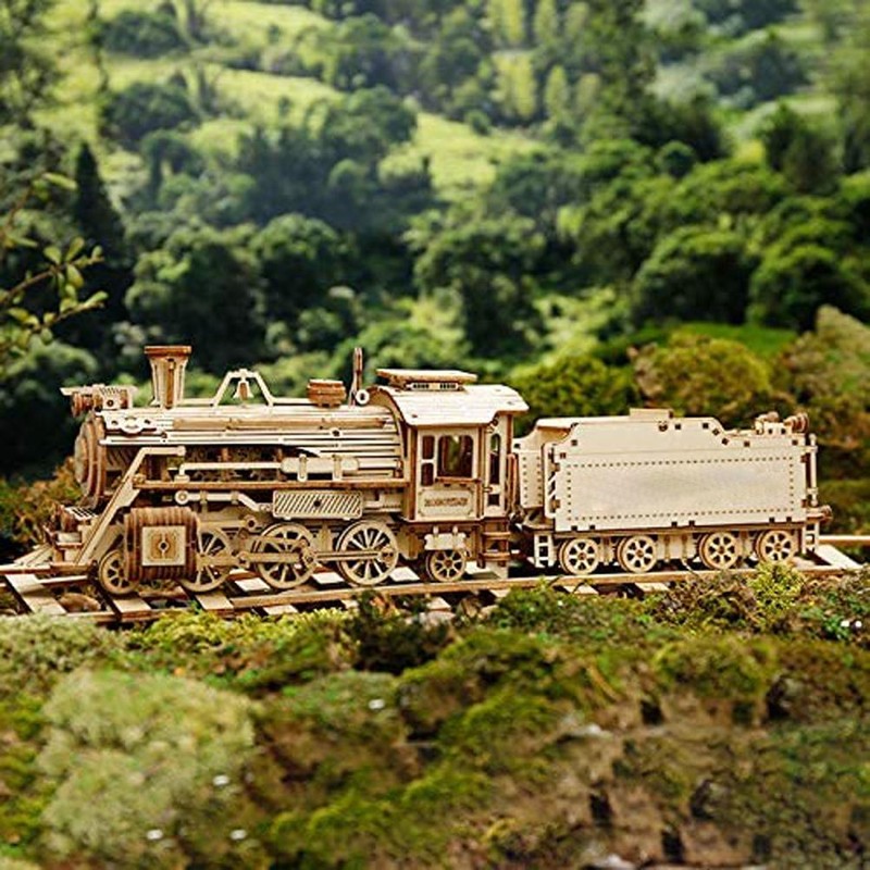 DIY Steam Train Model Vehicle 3D Wooden Puzzles Assembly Toys