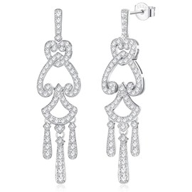 ZELORES Sterling Silver Drop Earrings for Women Cubic Zirconia Bridesmaids Earrings Christmas Valentine's Day Jewelry Gifts for (Set 2)