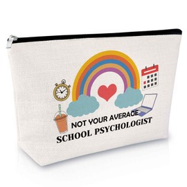 School Psychologist Gift Makeup Bag Psych Therapist Appreciation Gifts Cosmetic Bag Psychological Counselor Gift Thank You Gift for School Psychologist Birthday Christmas Gift Travel Cosmetic Pouch