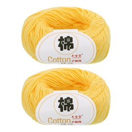 MECCANIXITY Cotton Yarn, 100% Cotton Chunky Yarn for Hand Knitting, Blanket Yarn for Crocheting, 2 Packages of 100g/3.53oz(Per Skein 50g/137yards)/Light Yellow