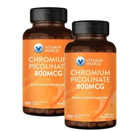 Vitamin World Chromium Picolinate 800mcg Vitamin World Chromium Picolinate, 2 units, 180 tablets / 비타민월드 크롬 피콜리네이트 800mcg Vitamin World Chromium Picolinate, 2개, 180정
