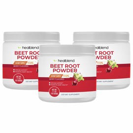 healblend Organic Beet Root Powder - Nitric Oxide Beets, Healthy Blood Pressure Support, Blood Circulation Superfood Blueberry Flavored - 30 Servings (3)