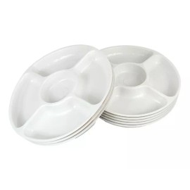 Boris 6 Botaneros Dip Redondos De Plástico 5 Cavidades Salsero