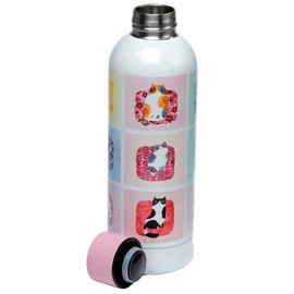 Puckator Angie Rozelaar Planet Cat - Stainless Steel Water Bottle - Cold for 24h and Hot for 12h - Metal Water Bottles with Cute Cat Design - Double Walled Modern Thermos Flask - Bpa Free - 530 ml
