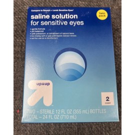 Up & Up Saline Solution Twin Pack for Sensitive Eyes 2 x 12 fl oz Exp 8/2026