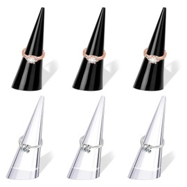 ChenYuehao 6Pcs Unique Finger Ring Display Stands Clear Cone Sink Ring Holder Crystal Ring Holder Display Showcase Stand for Jewelry Wedding Ring