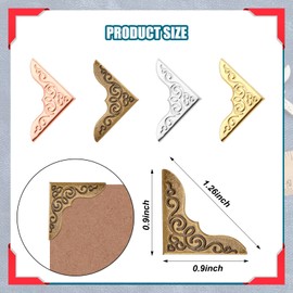 Zhengmy 160 Pieces Book Corner Protector Metal Vintage Photo Album Corner Protectors Decoration for Crafting Scrapbooking Photo Angle Book Cover Menus Notebook