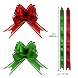 ALLY-MAGIC Pull Bows Gift Wrapping Bows, Butterfly Knot Present Christmas Wrap Ribbon Bows Present Bows Large Organza Present Pull Bow for Christmas Wedding Party Y6-LHHDJ (Red&Green)