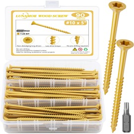 Deck Screws, #10x5 Heavy Duty Exterior Wood Screws, 90PCS Torx/Star Drive Head Deck Screw, Rust Resistant epoxy Coated, Outdoor Decking Screws, T25 Star Bit Included, Tan