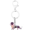 BONSNY Enamel Metal Heart Rhinestone Dachshund Dog Key Chains For
