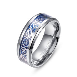 Empsoul Men's Tianium Ring 8mm Celtic Dargon Ring Wedding Engagement Ring Size 8