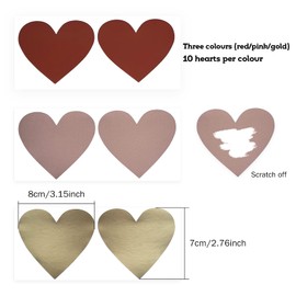 Scratch Off Stickers 30 Pieces Heart Scratch Stickers in 3 Colours
