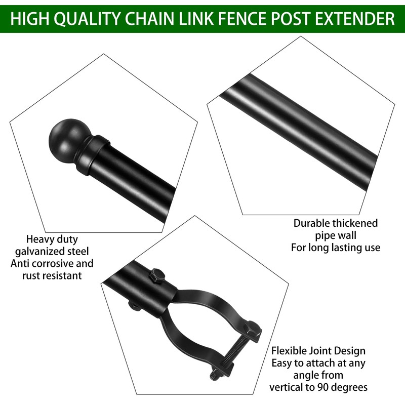 Hicarer 9 Pcs 1-3/8" Chain Link Fence Post Extender 25