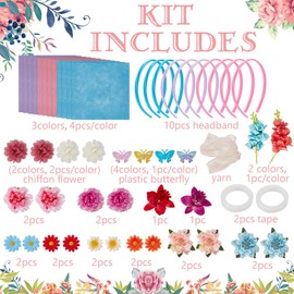 FREEBLOSS 10 Set DIY Flower Headband Making Kit, DIY Headband Hair Accessories Make Your Own Fashion Headbands for Jewelry Making Kit for Birthday Gift