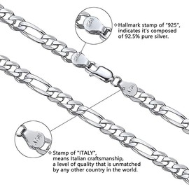 Savlano 925 Sterling Silver 5.5mm Italian Solid Figaro Link Chain Necklace Comes With a Gift Box for Men & Women - Made in Italy