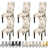 JQinHome Pattern Chair Covers for Dining Room Set of 6, High Stretch Removable Washable Parsons Chair Slipcover for Home Party Hotel Wedding Ceremony (Peony Flower,6PCS)