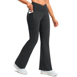 G Gradual Women's Fleece Lined Pants Water Resistant Winter Thermal Flare Leggings Hiking Snow Pants for Women 4 Pockets(Dark Gray 31-XXL-New)