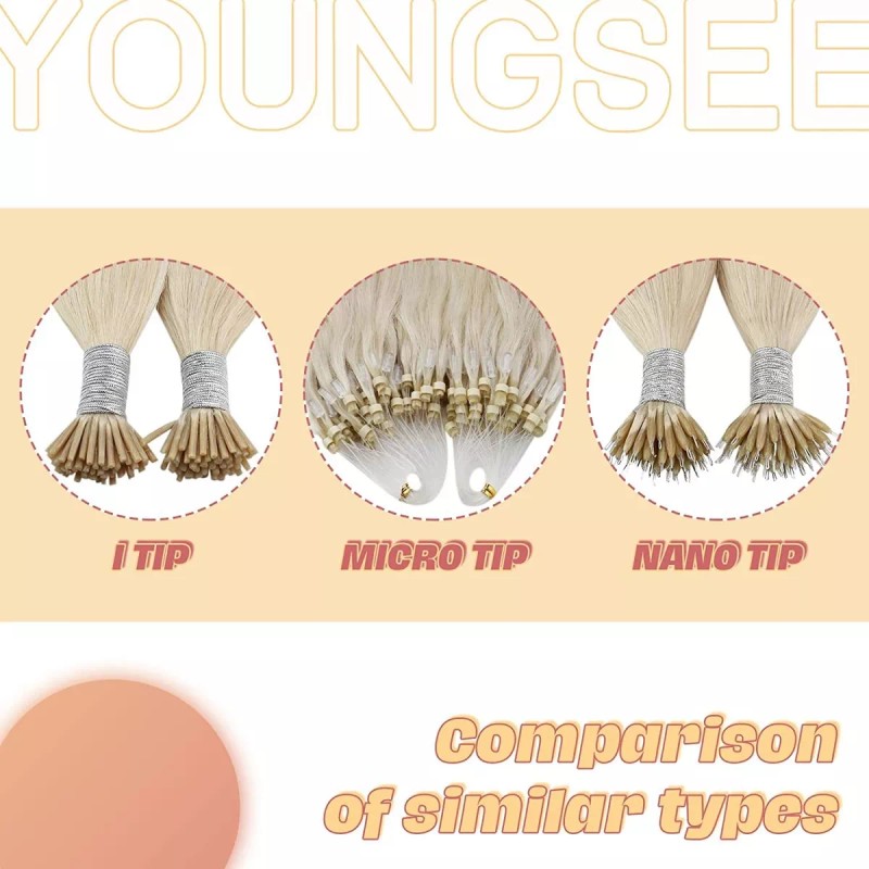 YoungSee Extensiones Cabello Humano Rubio Platino 14in 50gr