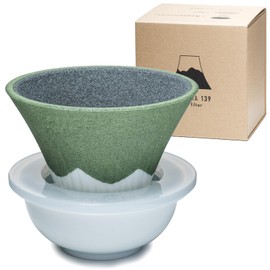 Ceramic Reusable Coffee Filter Dripper Paperless Sustinable Mt. Fuji Made in Japan (Green)