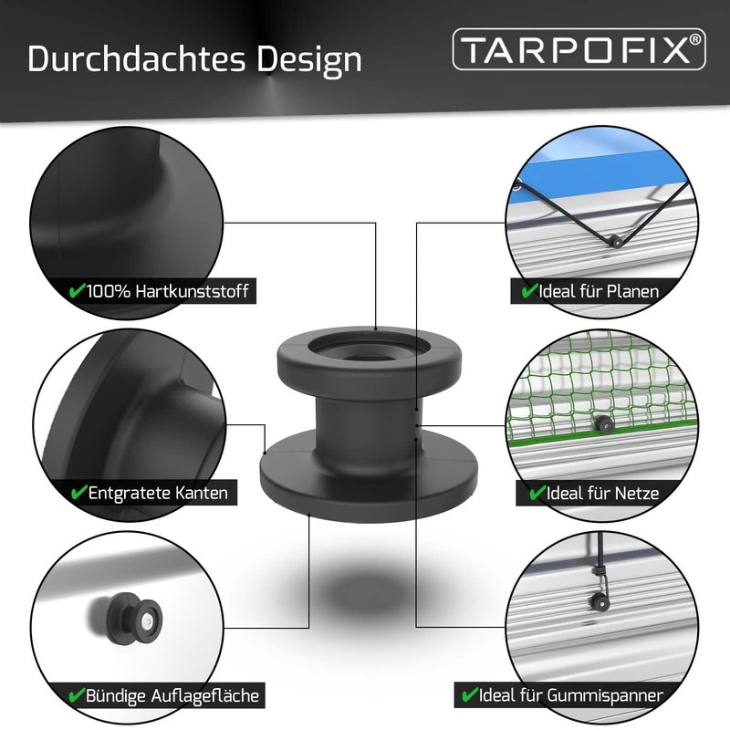 Tarpofix® Tarpaulin Buttons Tarpaulin Hooks Round with Blind Rivets for