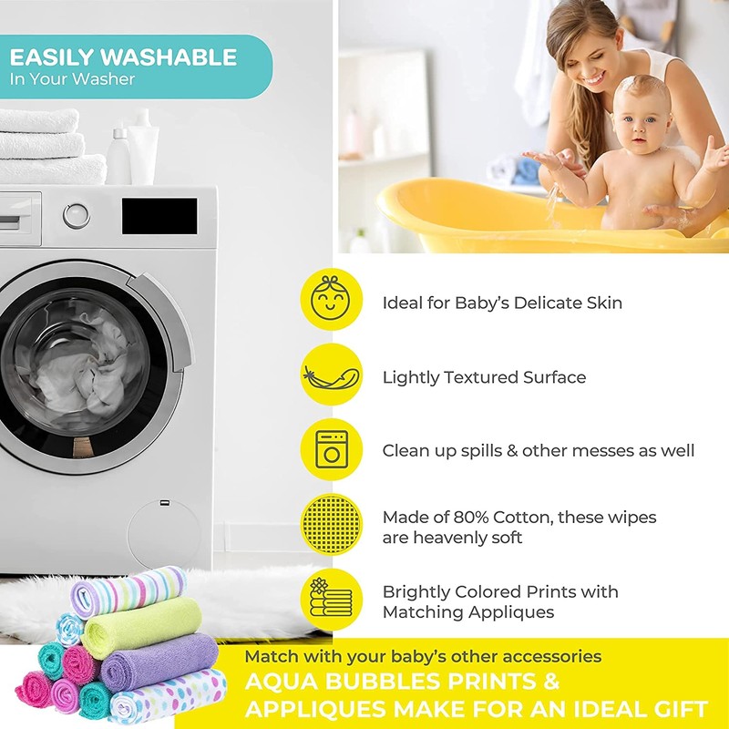 Spasilk Washcloth Wipes Set for Newborn Boys and Girls, Soft