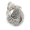 Clear Crystal Knot Clip On Earrings/Silver Tone/ 15mm L