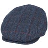 Harris Tweed Flat Cap Country Peaked Newsboy Hat - Navy