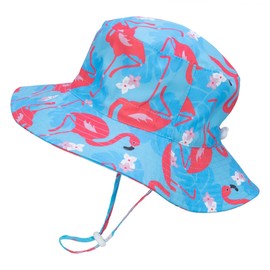Foruhoo Girls' Sun Hats UV Protection Baby Children Summer Hats Breathable Wide Brim with Drawstring, flamingo