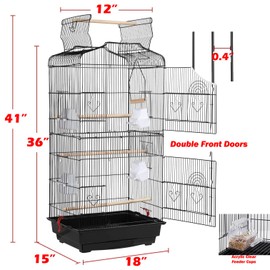 Large 36-Inch Portable Bird Flight Cage for Canary Parakeet Cockatiel Lovebird Finch Small Parrot Budgies Travel Bird Cage