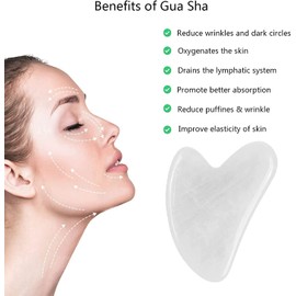 Gua Sha Facial Tools, Jade Gua Sha Stones Massage Scraping for Physical Therapy, for Face, Eyes, Neck and Body (White)