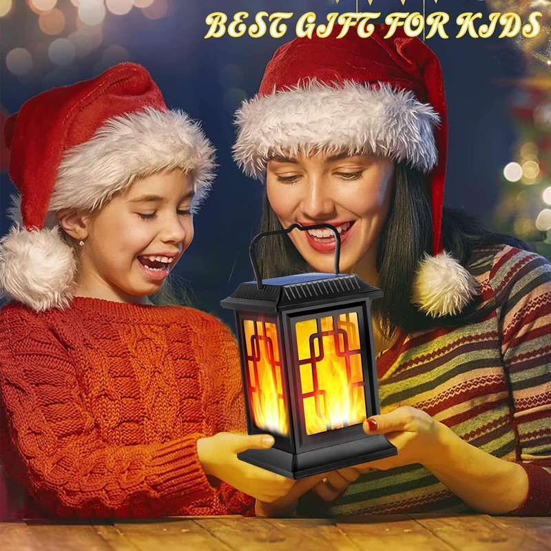 Solar Lanterns Outdoor Waterproof Hanging Lanterns Garden Solar Powered Flame