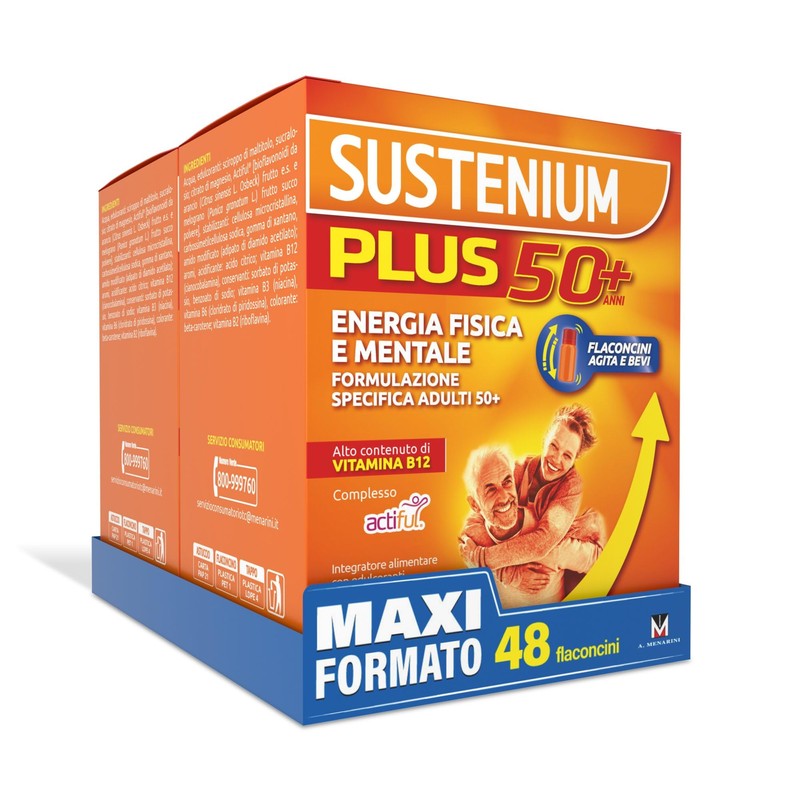 Sustenium Plus 50+ Integratore Alimentare Energizzante con Vitamina B12 Alto