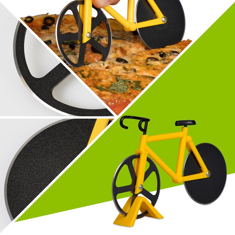 Pizza Cutter in Bicycle Design Yellow / Black 18 x