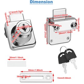 SNAGAROG 2 Pack Glass Cabinet Lock, Single Glass Door Locks Showcase Lock Furniture Lock Display Cabinet Replacement Locks Cam Security Lock with Keys for Door Cabinet Mailbox Drawer Cupboard