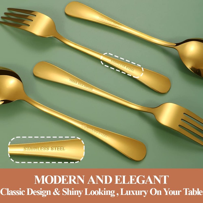 Lazycorner 50 Pcs Gold Silverware Set for 10, Food Grade