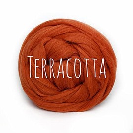 Chunky Wool - Terracotta - for arm Knitting Chunky Blanket Weaving Felting Jumbo Yarn Giant Wool Soft 50g (0.11lb)