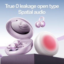 Clip-On Earbuds,Open-Ear Wireless Bluetooth 6.0 Headphones with Makeup Mirror, Secure Fit for Small Ears & Glasses Wearers, 30H Playtime,Call Noise Reduction,Wireless Bluetooth Sport Ear Buds