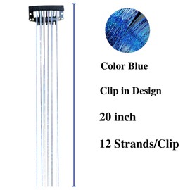 Blue Fairy Tinsel Hair Extensions Glitter Tinsel Clip in for Girls Women