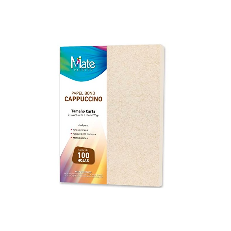Mate | Papel Bond Cappuccino | Tamaño Carta | 100