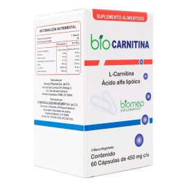 Biomep Bio Carnitina, L-carnitina, Acido Alfa Lipoico, 60 Capsulas
