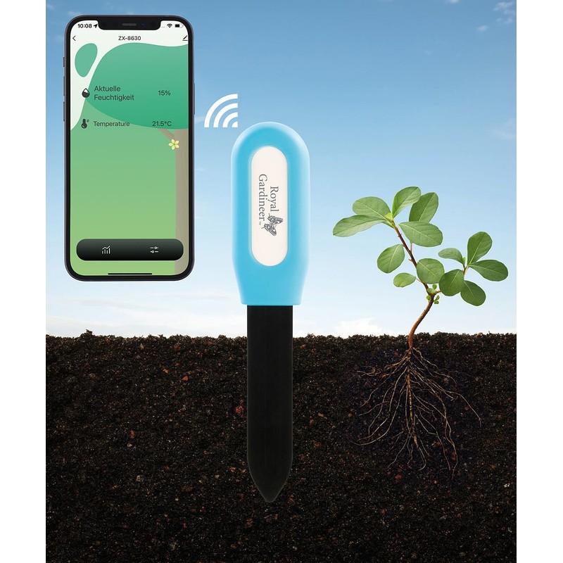 Royal Gardineer Plant Sensor: Smart Plant Soil Moisture & Temperature