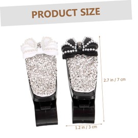 Parliky 2pcs Car Sunglass Holder Visor Clip Rhinestone Eyeglass Hanger for Fit Easy Installation Lightweight Design Black White Bow Prevents Scratches and Loss