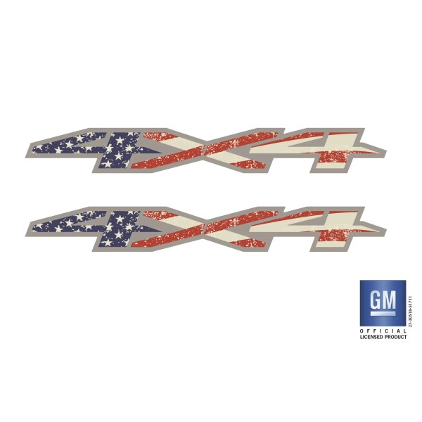 EmblemsPlus Chevy Silverado American Flag 4X4 Bedside Decals 2019-2025 Set