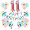 Rainbow 11th Birthday Party Decoration - Number 11 Balloons, Banner,