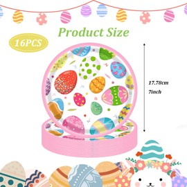 Happy Easter Bunny Paper Plates,16Pcs Easter Kids Party Paper Plates 7 inch Party Tableware Decoration Green Paper Plates Packs Eggs Rabbit Plates for Easter Kids Adult Party Decorations