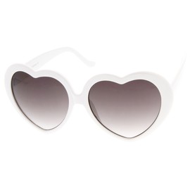 zeroUV Oversized Heart Shaped Sunglasses UV400 Cute Trendy Love Fashion Eyewear for Women 52mm (White Smoke)